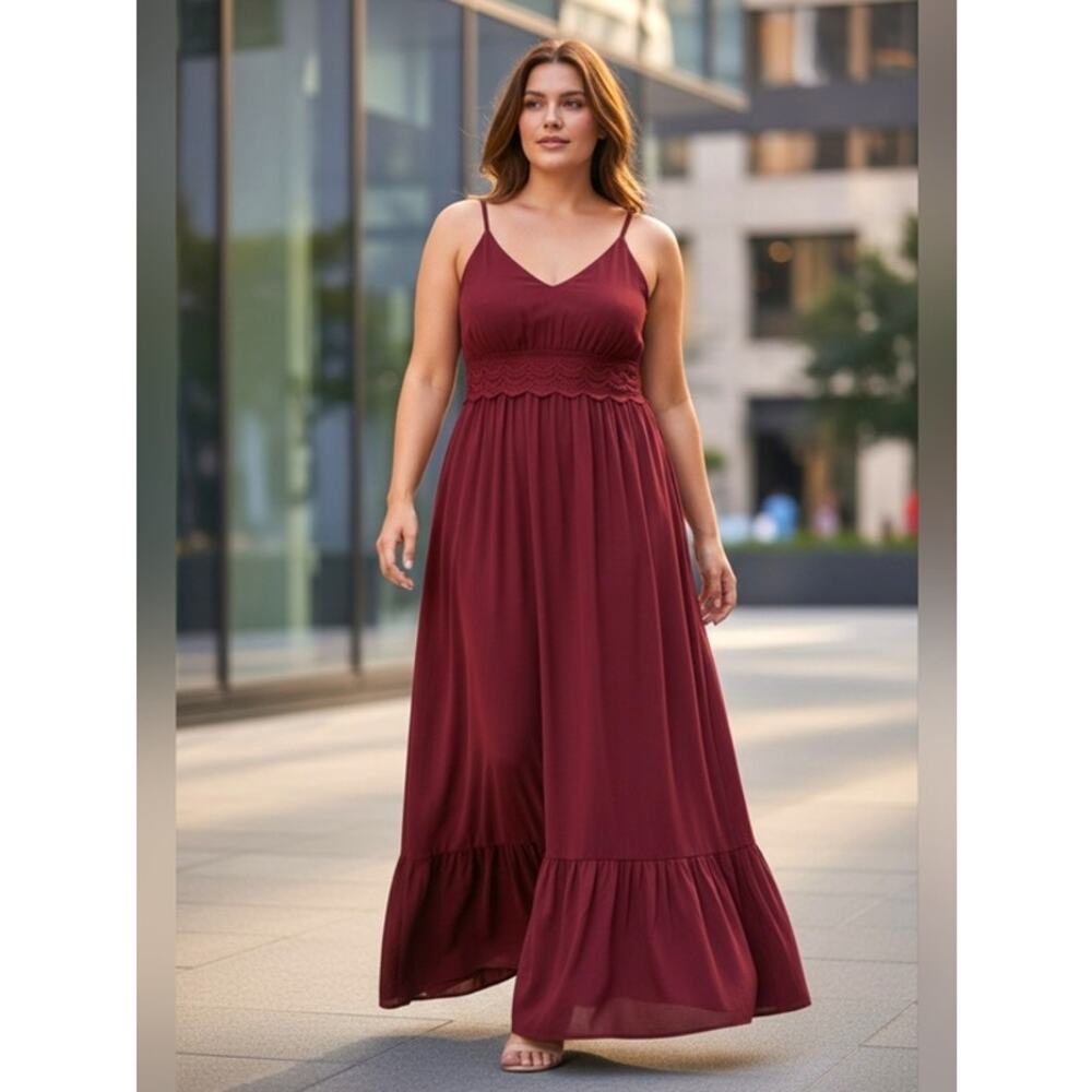 Lily Rose Sundress Maxi Plus Size XXL Red Swiss Dot Cotton Babydoll Coquette